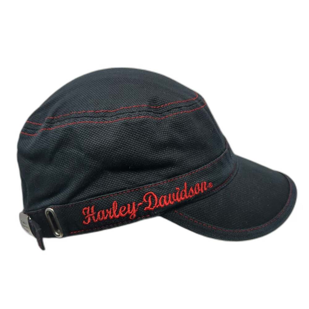 Harley-Davidson Army Cap Black Red One Size Contrast Stitching Strapback Hat